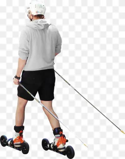 Man Roller Skiing with Poles