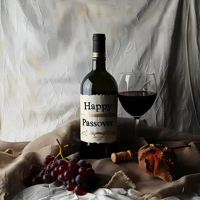Happy Passover Wine and Grapes