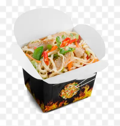 Noodles with Vegetables in Takeout Box