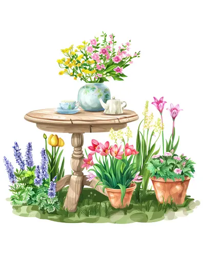 Garden Table with Flowers
