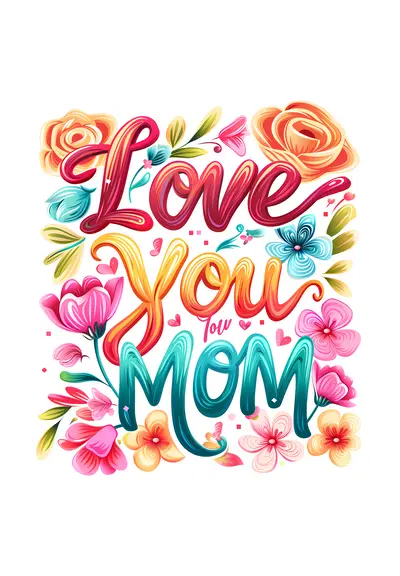 Colorful Love You Mom Greeting