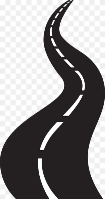 Curved Road with White Lines