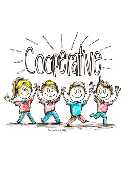 Colorful Co-operative Day Illustration