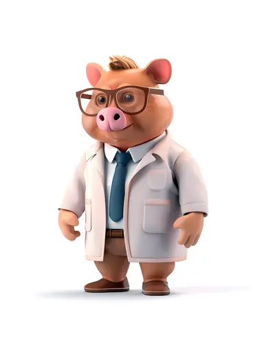Cartoon Pig in Doctor Outfit