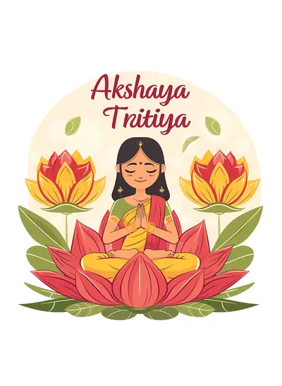 Colorful Akshaya Tritiya Girl Illustration