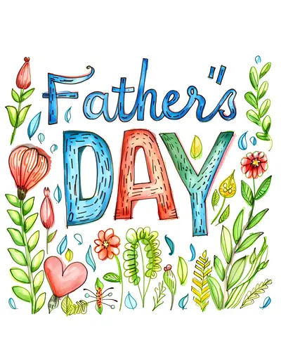 Father's Day Text with Floral Design