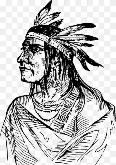 Native American Head with Headdress Illustration
