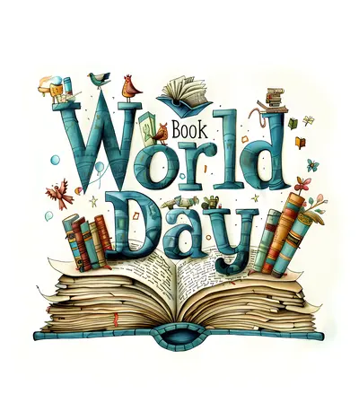 World Book Day with Open Book and Letters