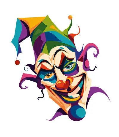 Colorful Jester Face Illustration