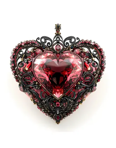 Ornate Red Heart Gemstone Pendant