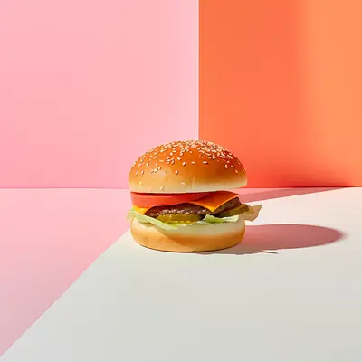 Delicious Cheeseburger on Colorful Background