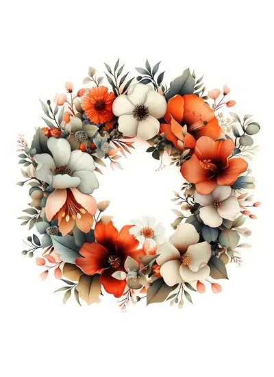 Elegant Orange and White Floral Wreath
