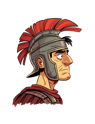 Roman Soldier in Profile with Red Plume