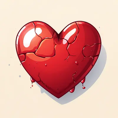 Cracked Red Heart with Dripping Effect