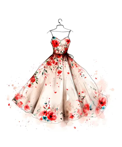 Elegant Floral Dress Illustration