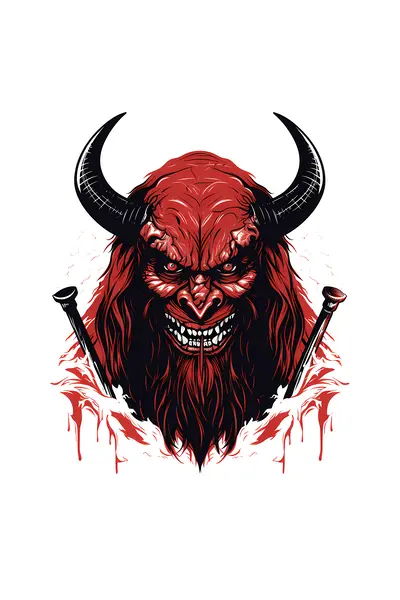 Red Demon Head with Blood