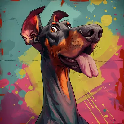 Happy Doberman Cartoon