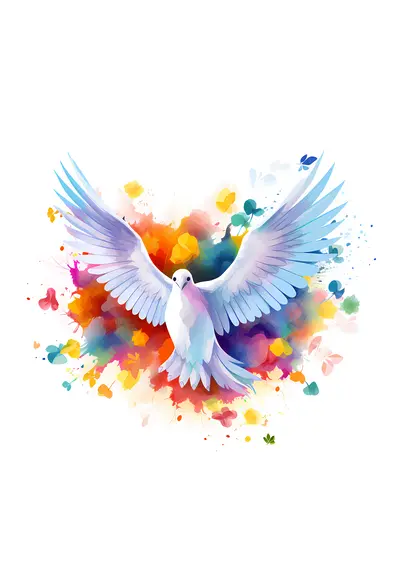 White Dove with Colorful Flowers