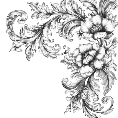 Elegant Black and White Floral Corner Design