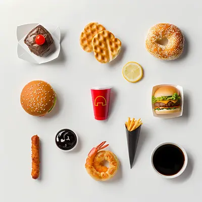 Fast Food Assortment with Various Items