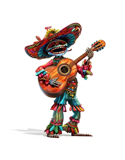 Skeleton Guitarist in Sombrero