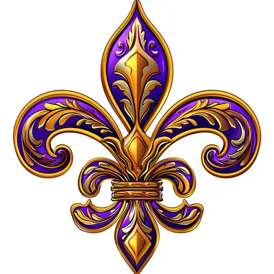 Golden and Purple Fleur-de-lis Ornament Design