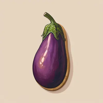 Eggplant Drawing on Beige Background