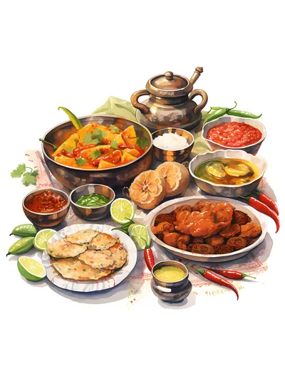 Traditional Food Platter with Chicken and Vegetables