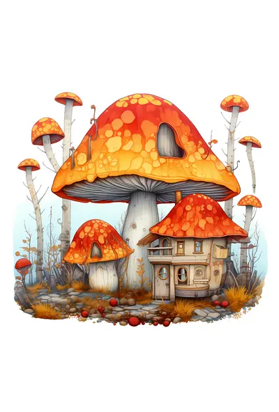 Whimsical Mushroom House in a Fantasy Forest
