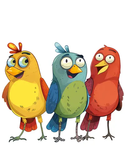 Group of Cartoon Birds