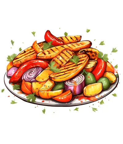 Colorful Grilled Vegetables on a Plate