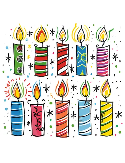 Colorful Lit Candles