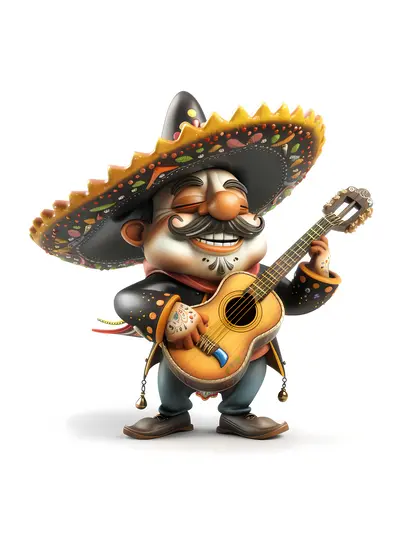 Guitarist with Black Sombrero Playing Music