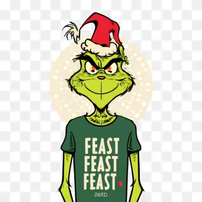 Grinch in Santa Hat with Feast Shirt