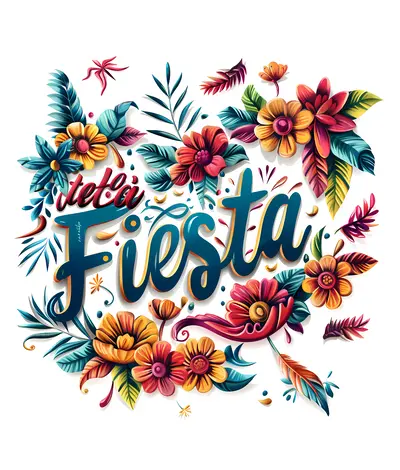 Fiesta Text with Floral Design