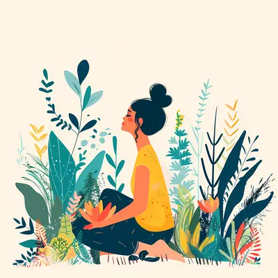 Meditating Person with Plants