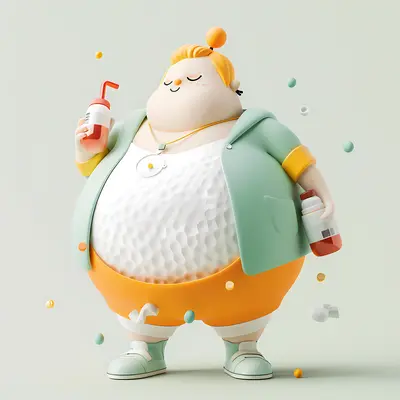 Relaxed Cartoon Character with Drink