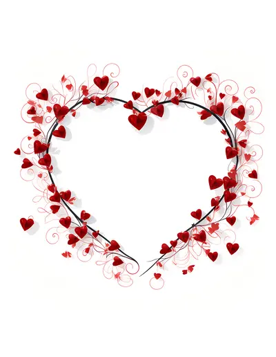 Heart Frame with Red Hearts and Swirls for Valentine's Day