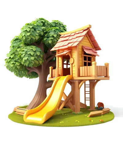 Cute Treehouse with Slide