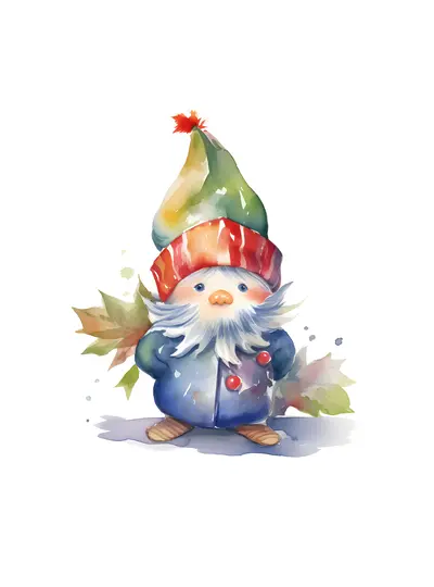 Single Gnome with Leaves