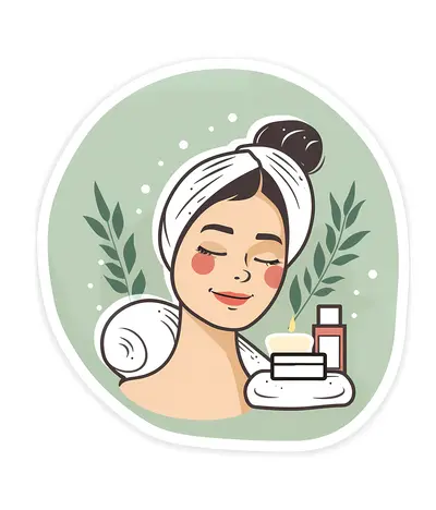 Relaxed Spa Woman with Skincare Products