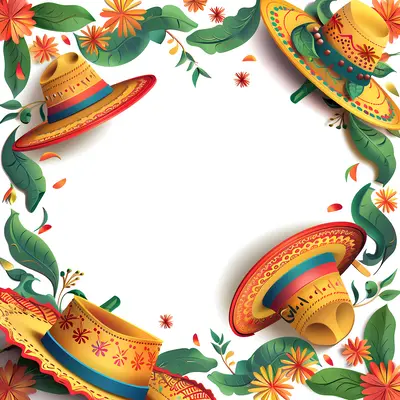 Colorful Mexican Sombrero with Floral Border