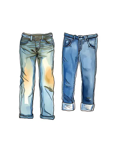 Two Pairs of Blue Jeans with White Background