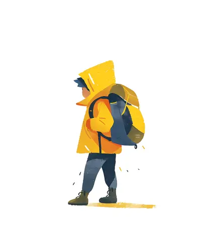 Child in Yellow Jacket with Backpack