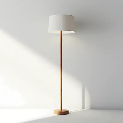 White Lamp with Wooden Stand