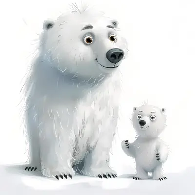 Polar Bear and Cub Illustration