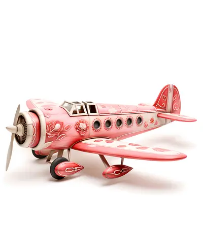 Decorative Pink Airplane with Floral Patterns