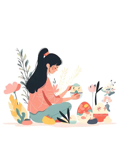 Woman Painting Easter Eggs