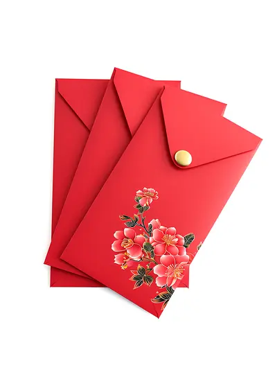 Red Envelopes with Floral Design