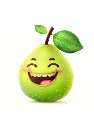 Smiling Green Pear Cartoon Character